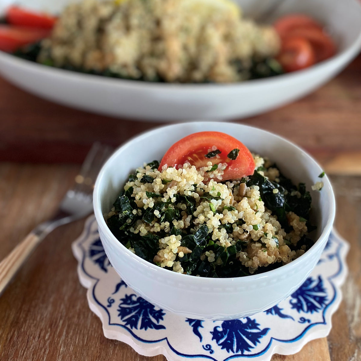 Kale & Quinoa Salad with NuttZo 5Seed Tahini Fusion Dressing NuttZo